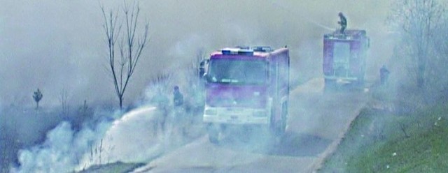 Strażacy gaszą pożar traw w sąsiedztwie ul. Chopina w Suwałkach. Jedna z pierwszych interwencji tej wiosny. Czarna seria trwa do dzisiaj.