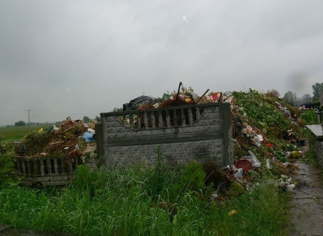 Hałda śmieci i starych kwiatów, uprzątnięcia której domagają się osoby odwiedzające zmarłych, znajduje na tyłach Cmentarza Parafialnego w Grębowie.