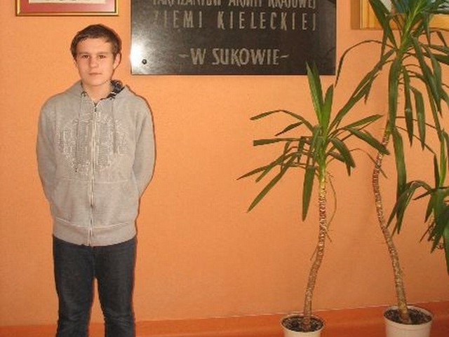 Piotr Witkowski z Gimnazjum w Sukowie zajął pierwsze miejsce w kategorii gimnazjum.