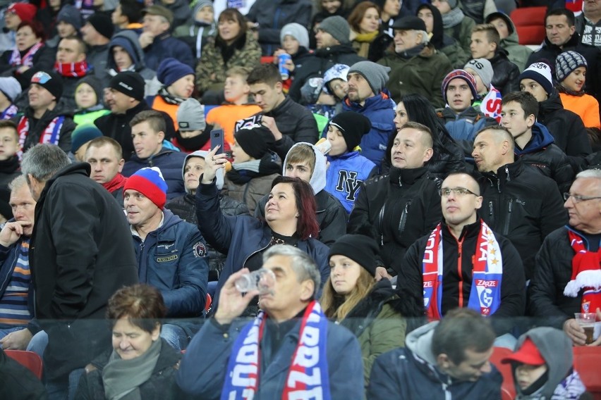 Kibice Górnika Zabrze na meczu z Lechem Poznań