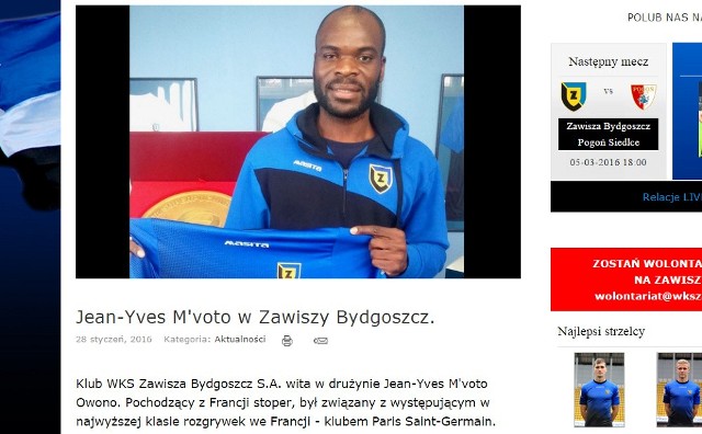 Jean-Yves M'voto zagra w Zawiszy