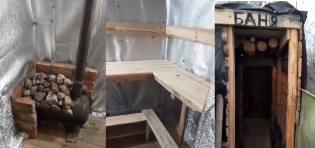 Żołnierze zbudowali sobie saunę w okopach. W Donbasie zimą temperatura spada do nawet minus 30 stopni Celsjusza