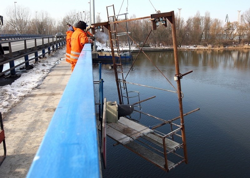 Most Cłowy w Szczecinie - montaż półek lęgowych dla jaskółek