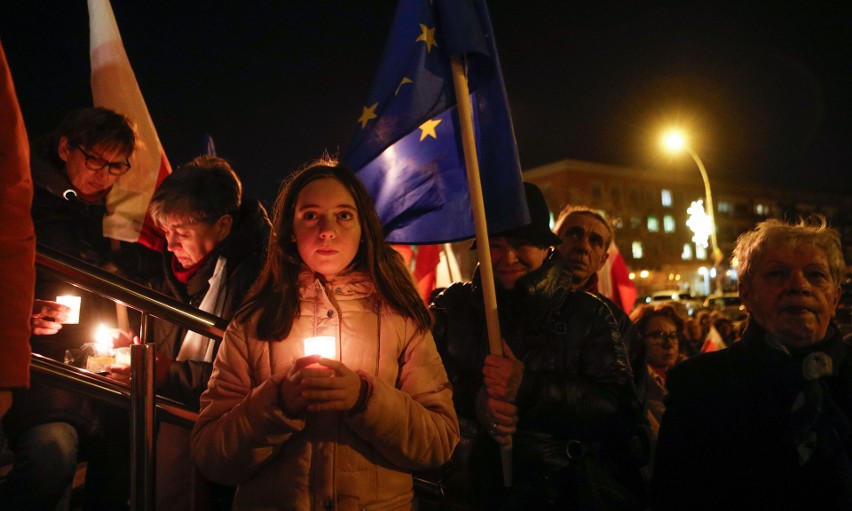 Protest w obronie sędziów przed Sądem Apelacyjnym w...