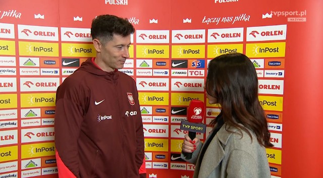 Robert Lewandowski i reporterka Maja Strzelczyk