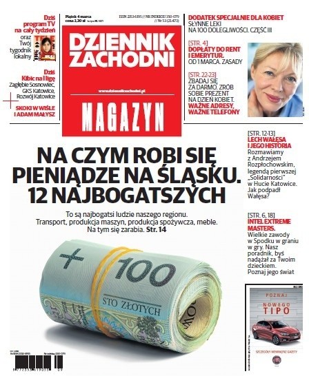 Dziennik Zachodni na 4 marca 2016. Pomóż nam wybrac okładkę wydania magazynowego. Która okładka jest najlepsza? Którą chcielibyście zobaczyć w piątek? Wybierzcie i udostępnijcie na Facebooku.KLIKNIJ W PRAWO I ZOBACZ KOLEJNE OKŁADKI