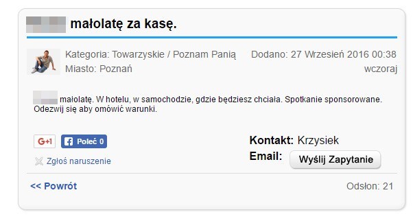 33-latek zatrzymany za nakłanianie dziewczynki do czynności...