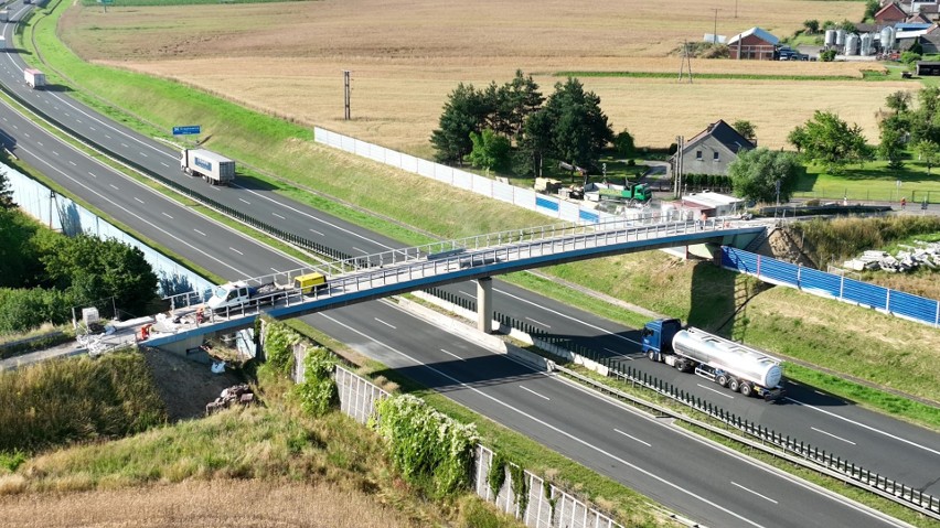 Miejsce prowadzonego remontu nad autostradą A4.