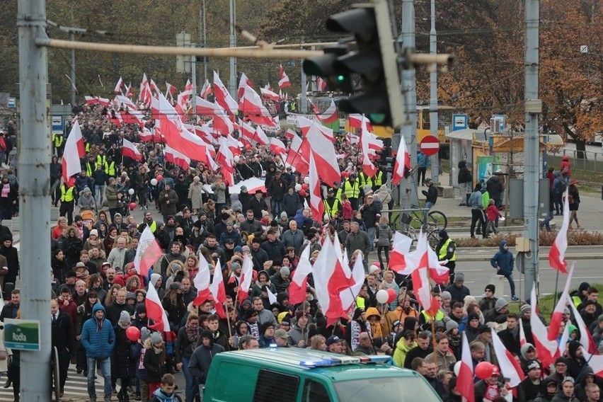 Szczeciński Marsz Niepodległości. 11 listopada w Szczecinie - Narodowe Święto Niepodległości [ZDJĘCIA, WIDEO] 