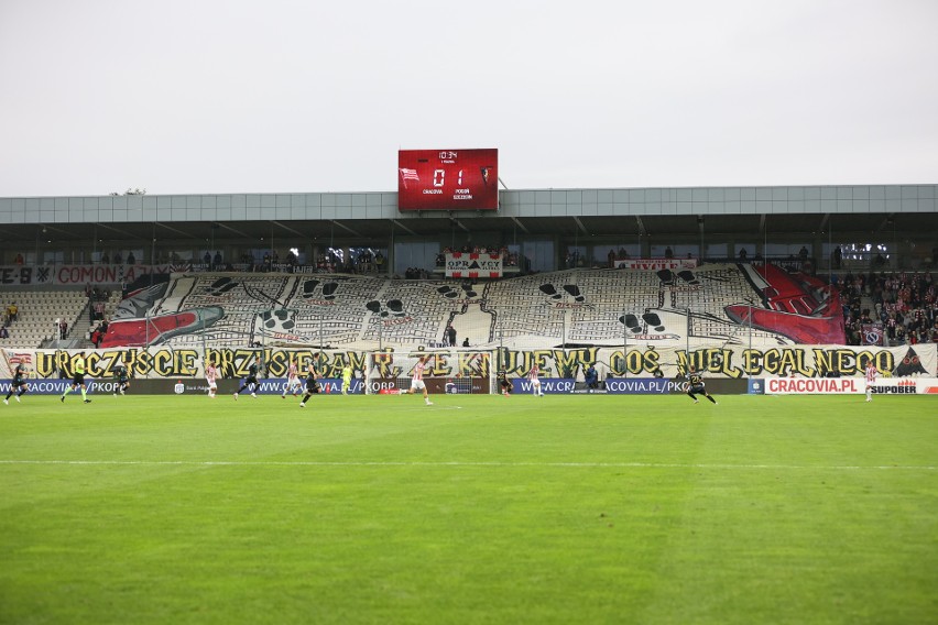 Kibice Cracovii na meczu z Pogonią Szczecin