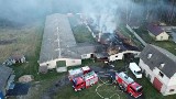 Pożar w gminie Strawczyn. Palił się budynek, w którym odbywała się produkcja mebli [ZDJĘCIA]