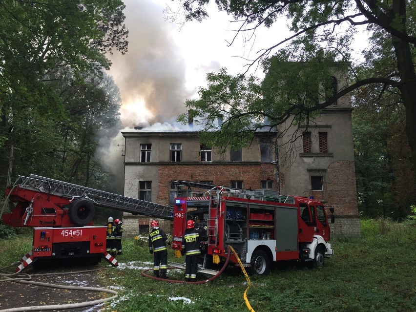 Pożar pałacu w Kotliszowicach [ZDJĘCIA]