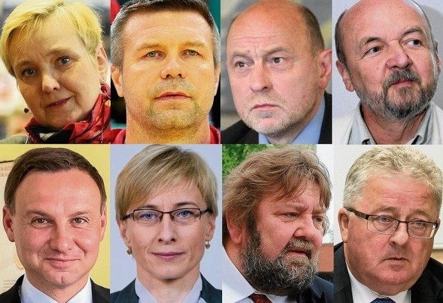 Oni będą nas reprezentować w Brukseli. Od lewej: R&oacute;ża Thun (PO), Bogdan Wenta (PO), Bogusław Sonik (PO), Ryszard Legutko (PiS), Andrzej Duda (PiS, Beata Gosiewska (PiS), Stanisław Ż&oacute;łtek (NP JKM), Czesław Siekierski (PSL)
