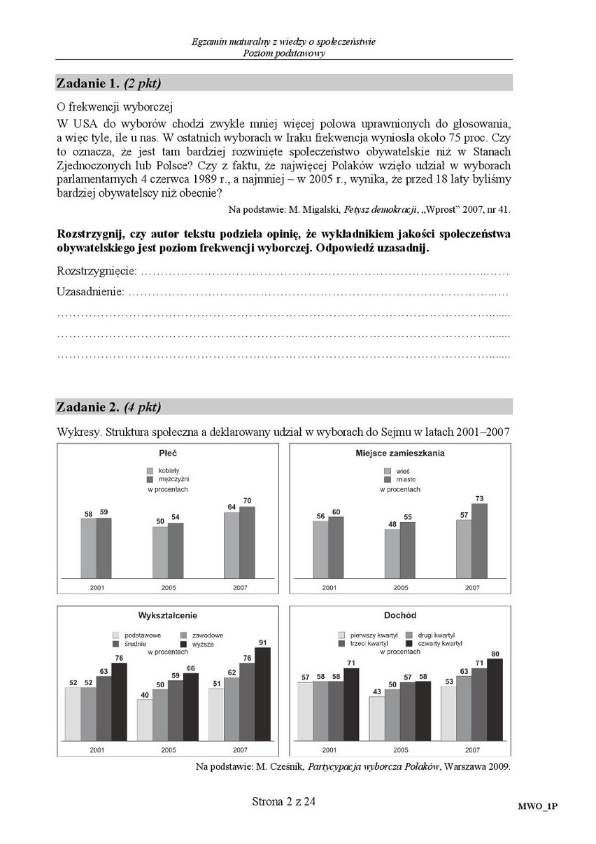 Stara matura 2016: WOS podstawa [ODPOWIEDZI, ARKUSZ CKE]