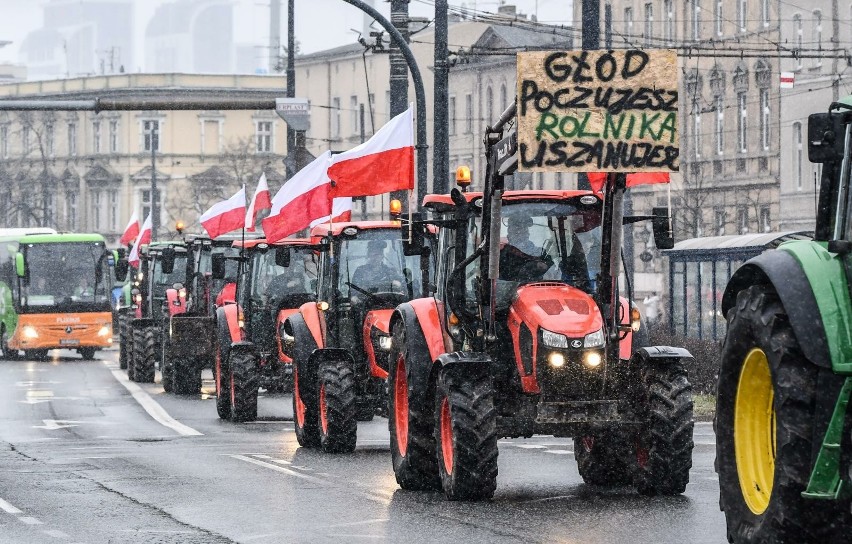 Protest rolników w Bydgoszczy - 9 lutego 2024.