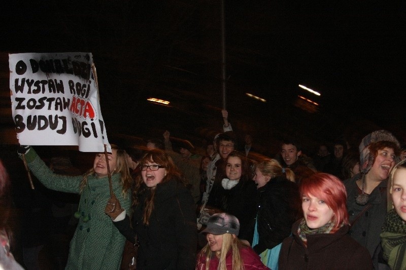 Protest przeciwko ACTA w Koszalinie.