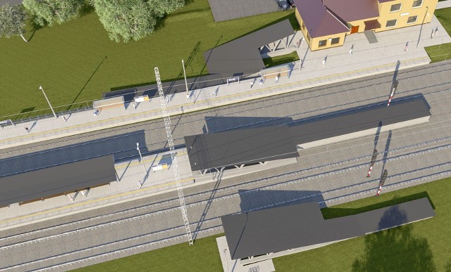 Tak ma wyglądać nowa stacja kolejowa w Warce na trasie numer 8, według wizualizacji przygotowanej w spółce PKP PLK.