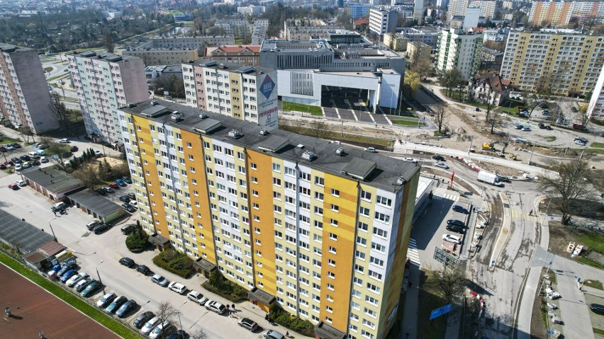 Tak z drona prezentuje się osiedle Mokre w Toruniu.