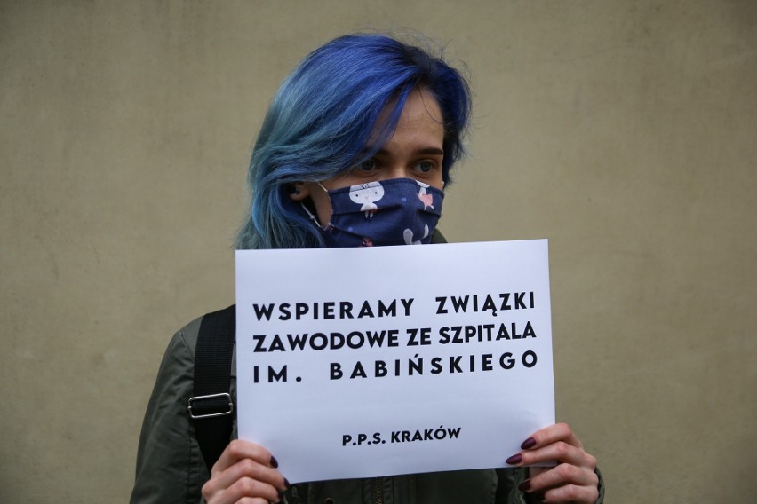 Protest pracowników szpitala Babińskiego