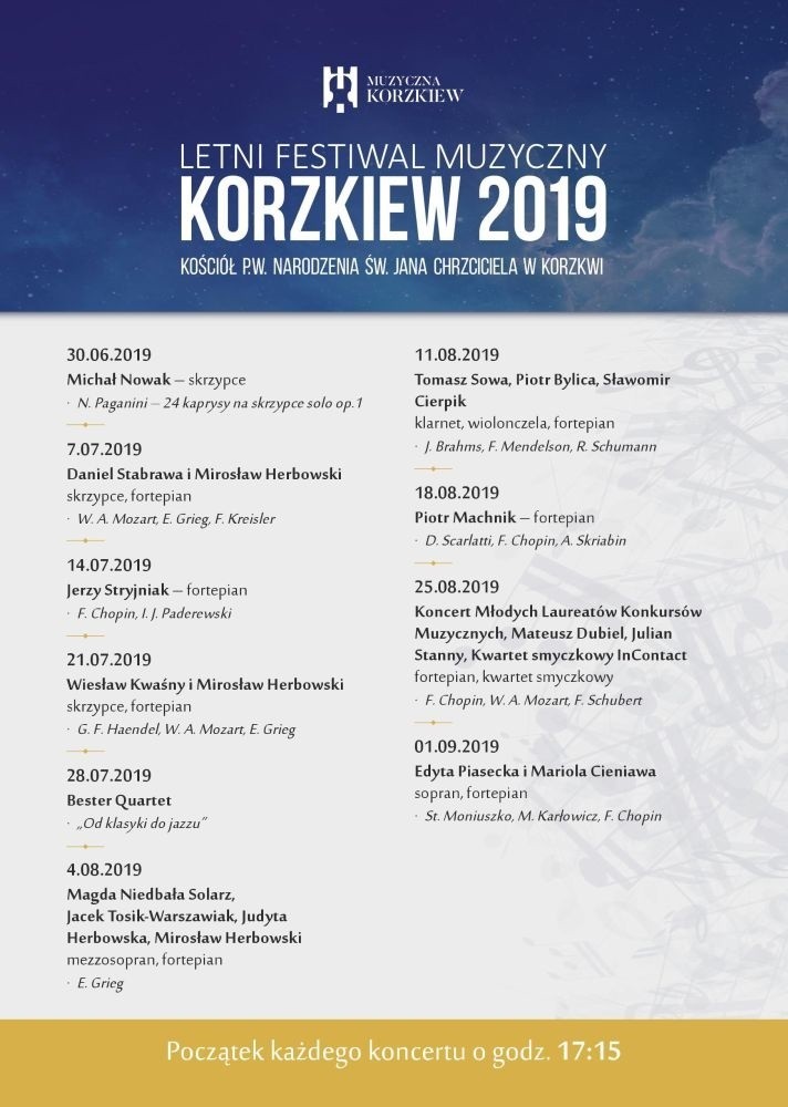 Festiwal Muzyczna Korzkiew 2019. Bezpłatny koncert na skrzypce i fortepian
