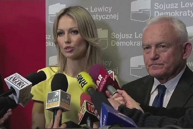 Magdalena Ogórek i Leszek Miller (fot. TVN24/x-news)