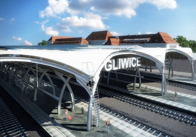 Wizualizacja dworca PKP w Gliwicach po przebudowie