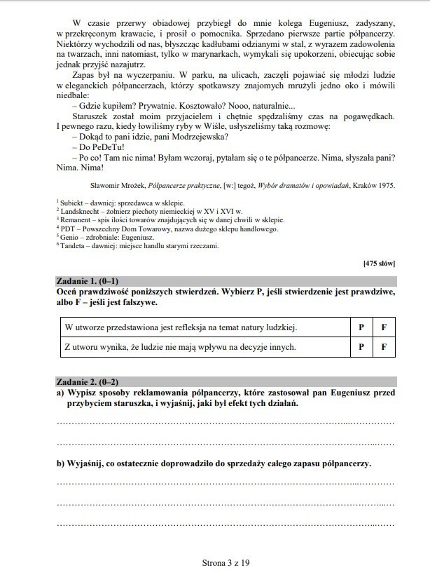 Próbny egzamin ósmoklasisty Operon: JĘZYK POLSKI 2018. Arkusze, odpowiedzi,  pytania [27.11.2018] | Gazeta Współczesna