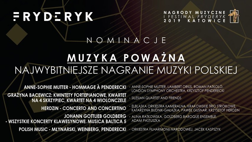 Fryderyki 2019 NOMINACJE. Wielka gala w Katowicach. Kto zgarnie najwięcej statuetek? LISTA NOMINOWANYCH