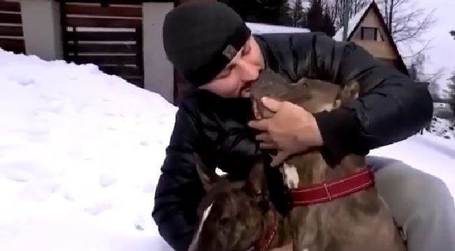 Artur Szpilka i akcja GOPR pod Śnieżką. Ratownicy zwieźli boksera z psem ze schroniska „Dom Śląski", w którym utknęli przez śnieżycę WIDEO