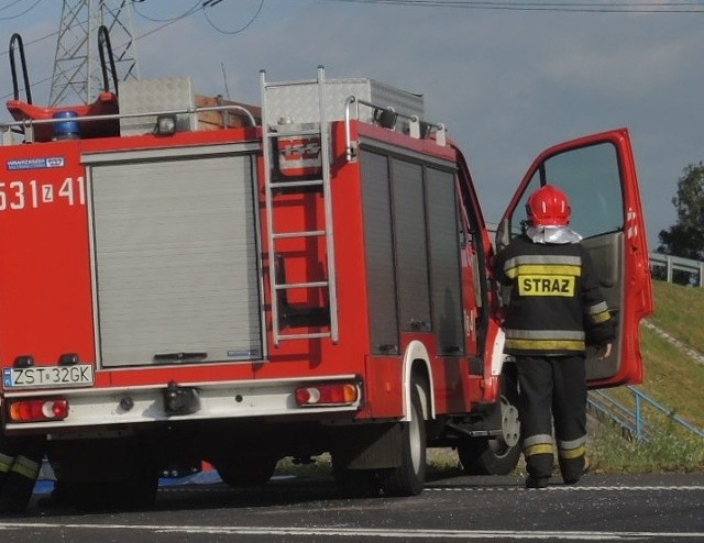 W akcji na drodze nr 10 brali udział stargardzcy strażacy.