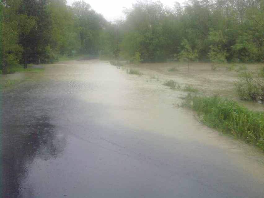Podczas większych opadów, droga była zalewana przez Skawinkę