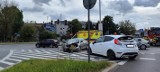 Wypadek! Zderzenie aut na Rondzie Trzech Krzyży w Częstochowie. Jedna osoba została ranna