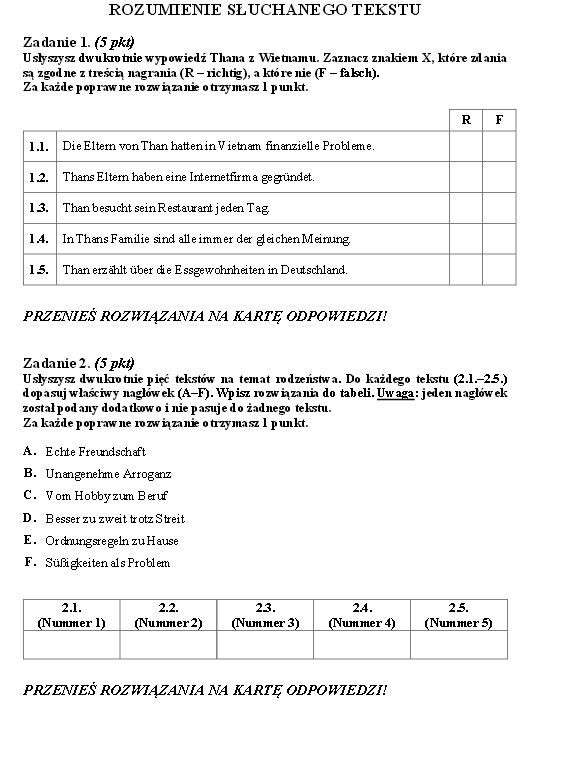 MATURA 2015. NIEMIECKI podstawowy już dziś! TECHNIKUM LICEUM...