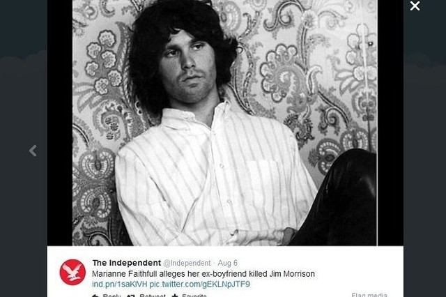 Jim Morrison zmarł w wieku 27 lat (fot. screen z Twitter.com)