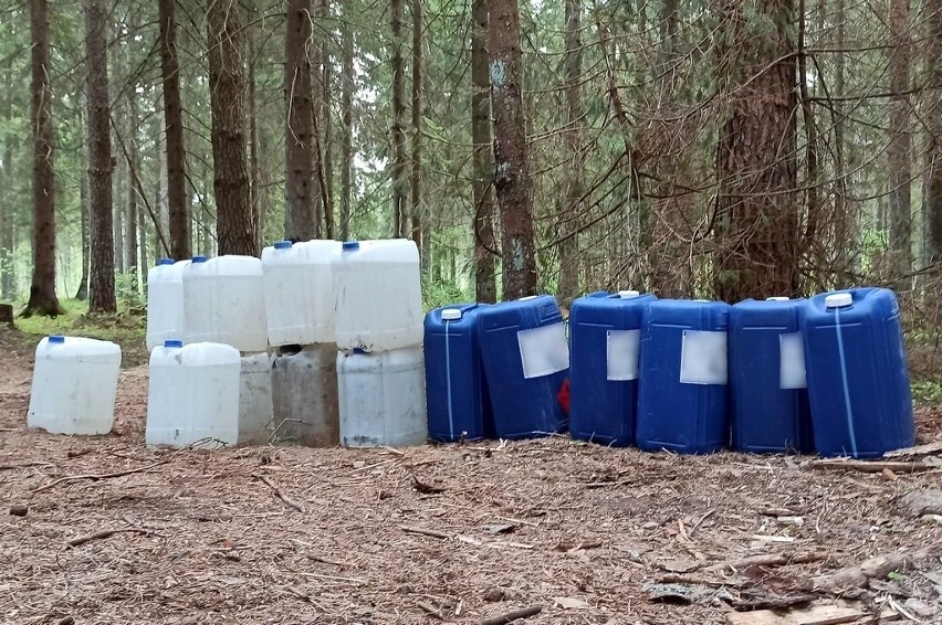 Podlaska Administracja Skarbowa zamknęła leśną bimbrownię w Gródku. Znaleziono kadzie na zacier, piece, kotły i chłodnice (zdjęcia, video)