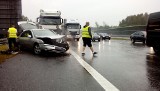 Seria wypadków na drogach woj. śląskiego. Gwałtowny deszcz zaskoczył kierowców