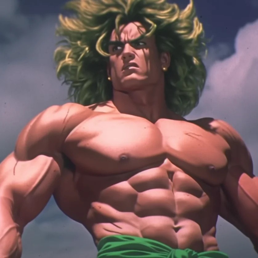 Broly z Dragon Ball na pierwszym poziomie transformacji.