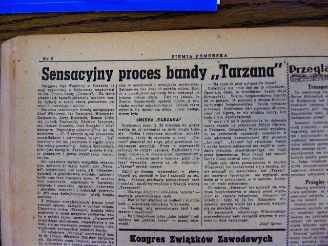 W odbywającym się w listopadzie 1945 r. procesie członków oddziału " Tarzana" zapadło sześć wyroków śmierci. Pięć wykonano.