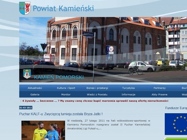 Strona internetowa Starostwa Powiatowego w Kamieniu Pomorskim