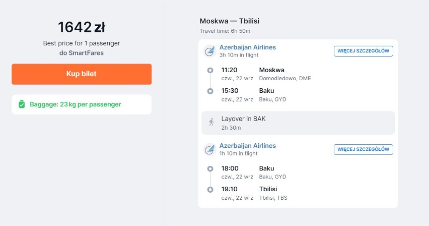 Ucieczka z Rosji kosztuje fortunę. Do Erywania przez... Dubaj. Dokąd są jeszcze bilety? Ile to kosztuje? Sprawdziliśmy to