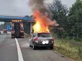 Pożar samochodu na autostradzie A4. Duże utrudnienia w okolicy Kryspinowa