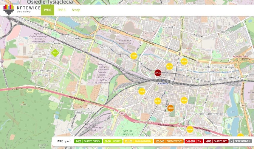 System monitorowania jakości powietrza w Katowicach