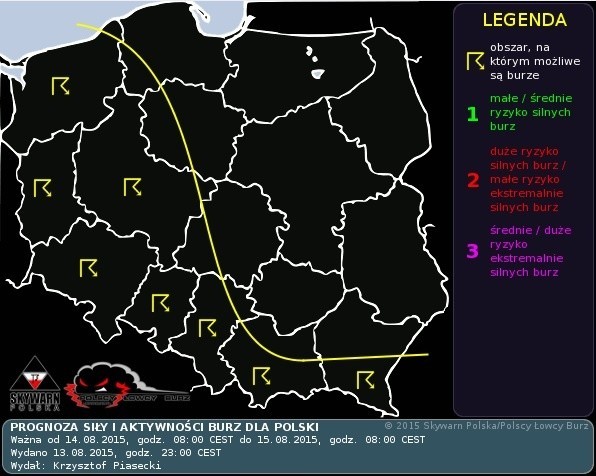 Mapa z ostrzeżeniem burzowym 14 sierpnia

PROGNOZA POGODY