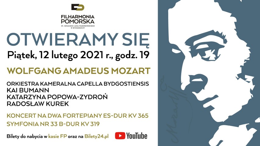 Filharmonia Pomorska otwiera drzwi sali koncertowej 12 lutego! Równocześnie na YouTube będzie transmisja koncertu na żywo