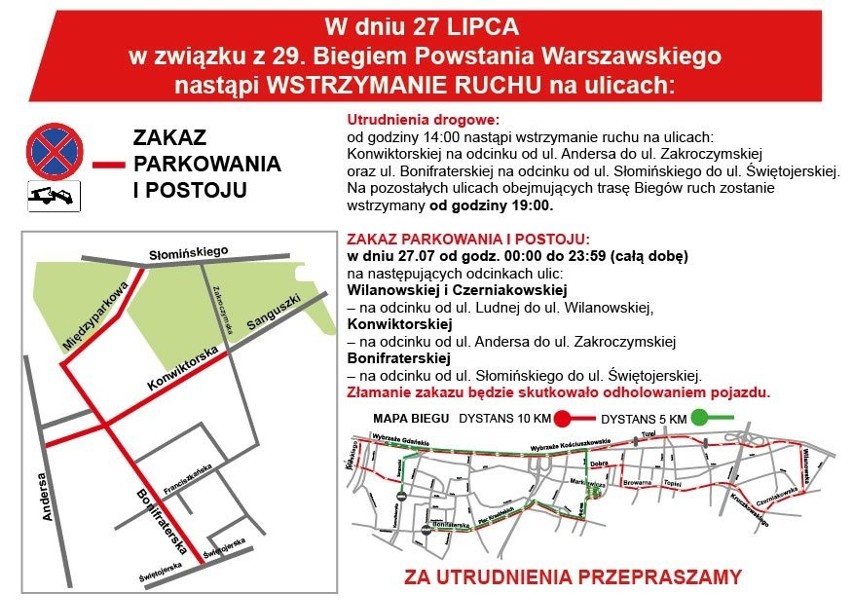 Bieg Powstania Warszawskiego 2019 odbędzie się 27.07 [TRASA] Warszawa: Utrudnienia w ruchu, zamknięte ulice zmiany w komunikacji miejskiej