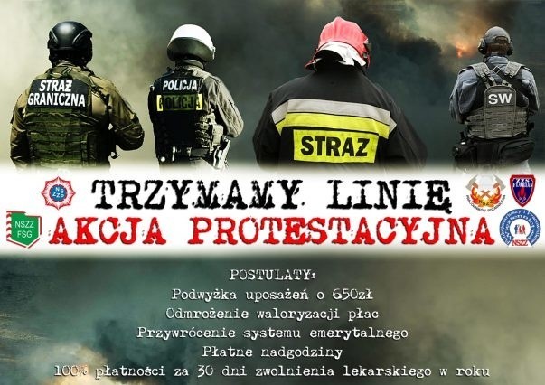 Wielkią manifestację służb mundurowych w Warszawie...