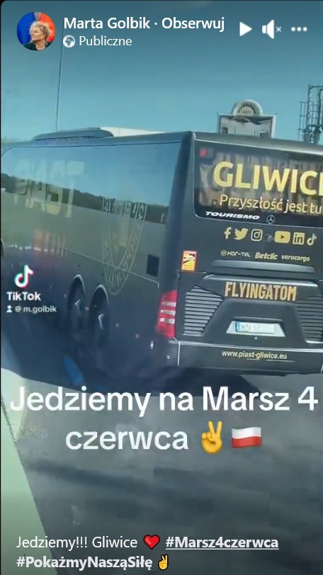 Marta Golbik opublikowała krótki filmik z trasy do Warszawy.