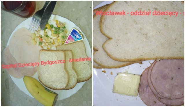 Tak wyglądają posiłki serwowane dzieciom w szpitalu we Włocławku oraz w dwóch bydgoskich lecznicach.