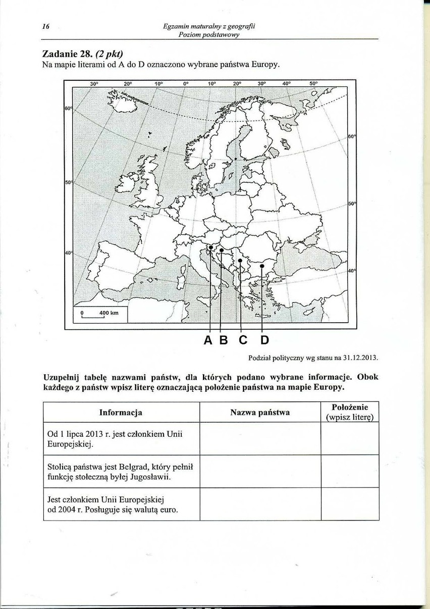 Matura 2014 GEOGRAFIA ARKUSZE CKE, PYTANIA, ODPOWIEDZI