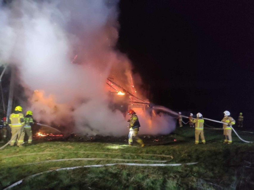 35 strażaków gasiło pożar opuszczonego budynku mieszkalnego w Brzózie Stadnickiej [ZDJĘCIA]